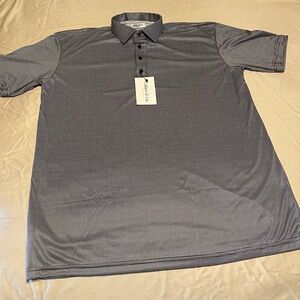 Men's Black and White Houndstooth polo